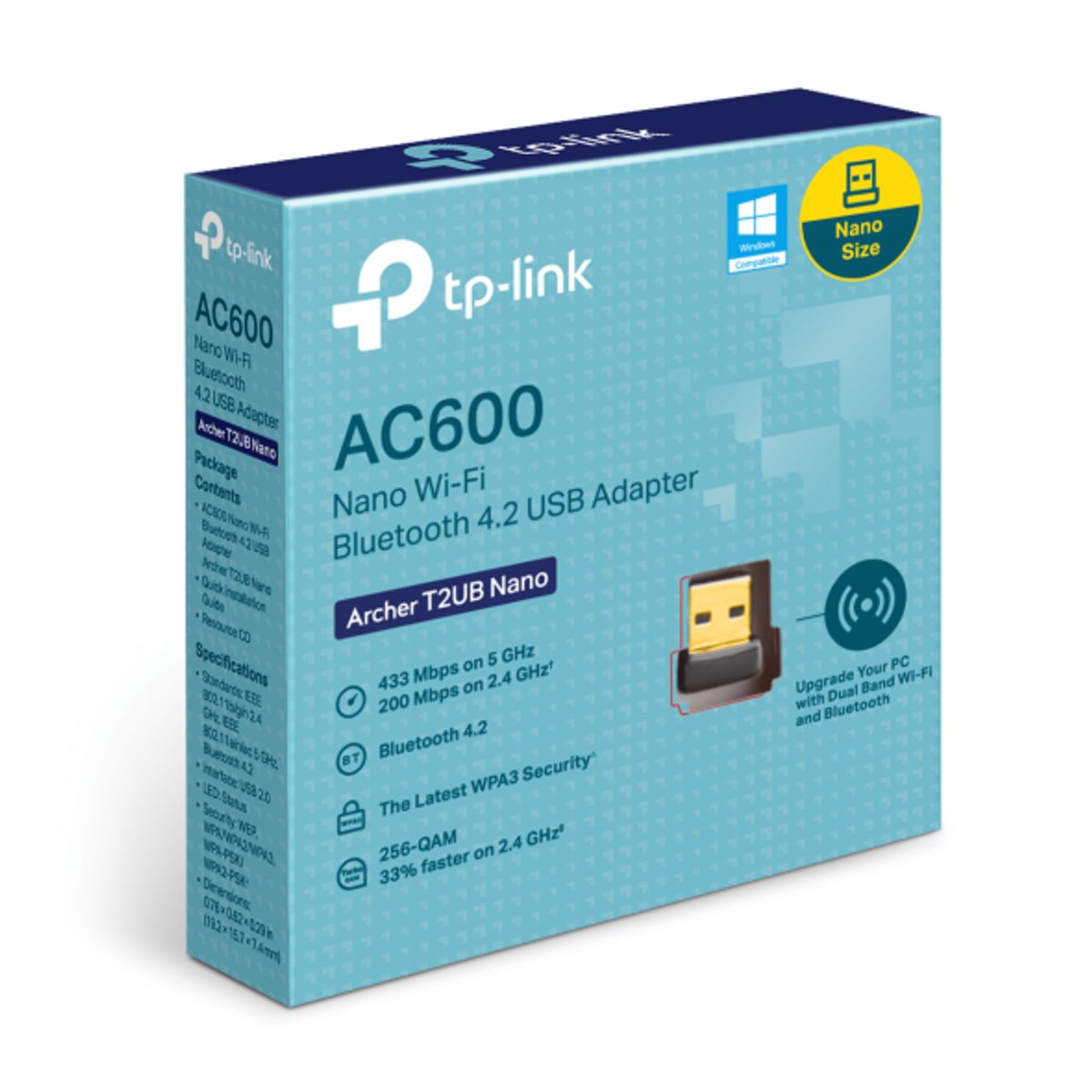 TP LINK - Adaptador USB inalámbrico - Bluetooth 4.2 - Archer T2UB Nano
