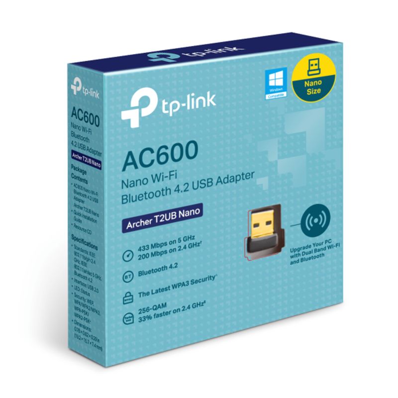 TP LINK - Adaptador USB inalámbrico - Bluetooth 4.2 - Archer T2UB Nano