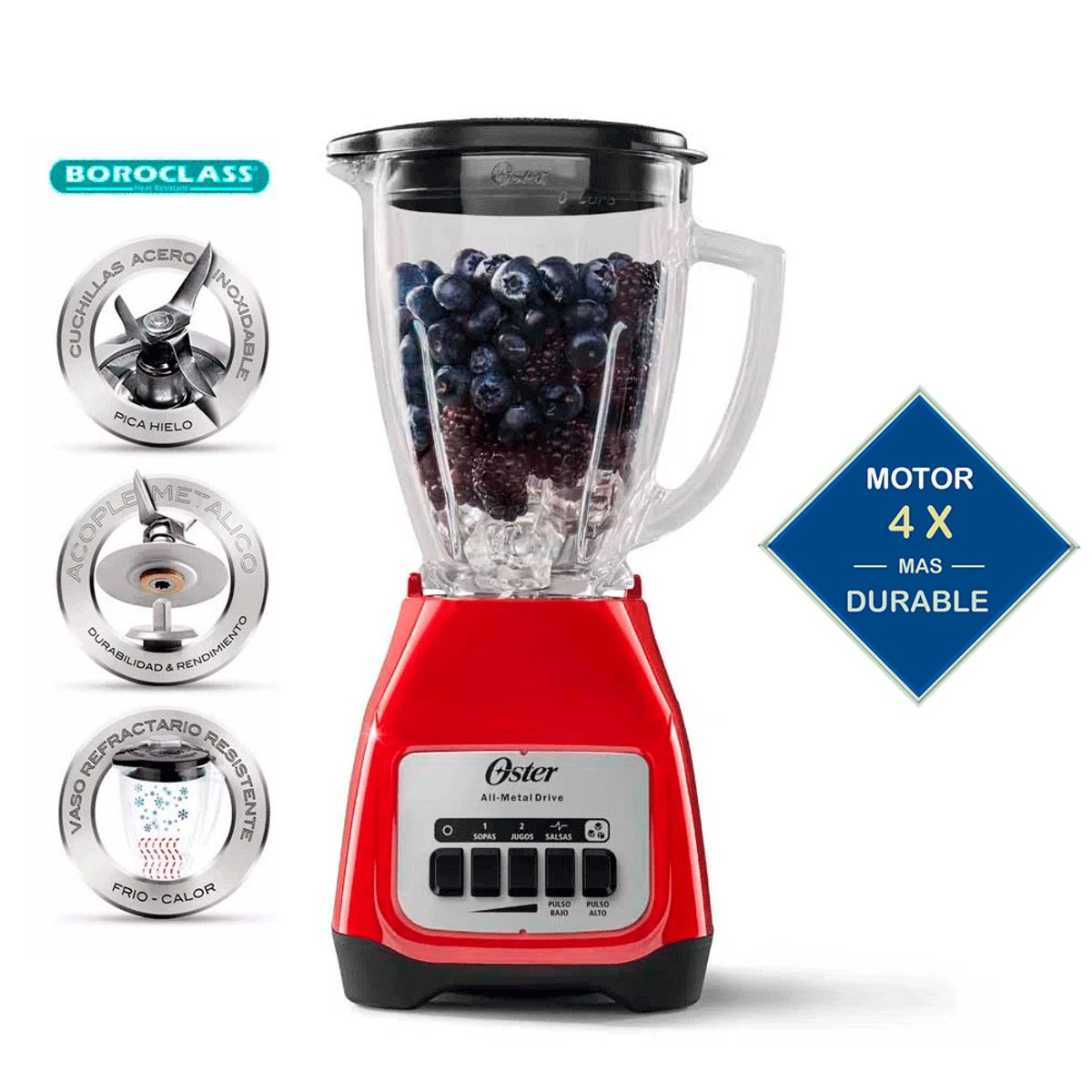 OSTER - Licuadora 2 Velocidades mas pulso BLSTKAG-RPB