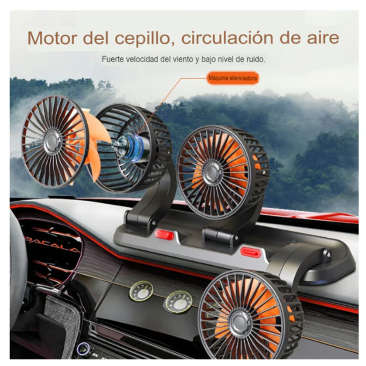 GENERICO - Ventilador para Auto Carro de triple cabezal Giratorio