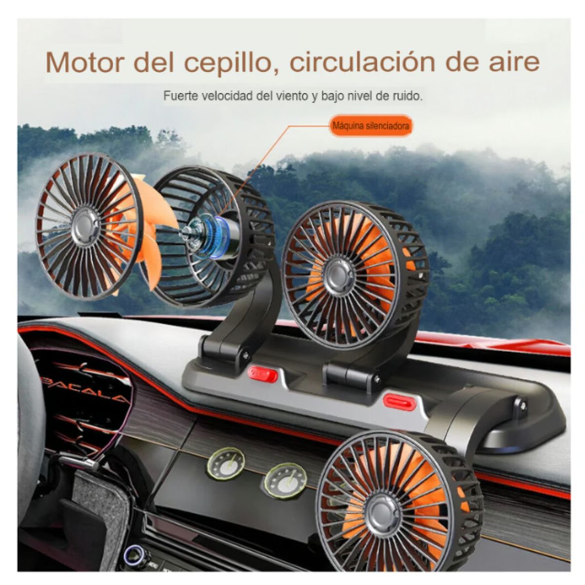 GENERICO - Ventilador para Auto Carro de triple cabezal Giratorio