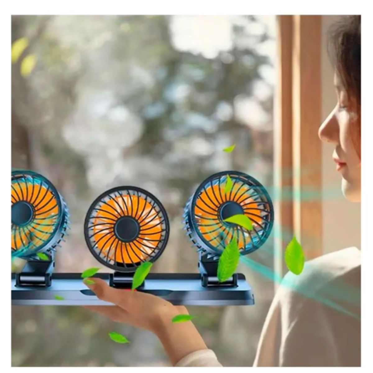 GENERICO - Ventilador para Auto Carro de triple cabezal Giratorio