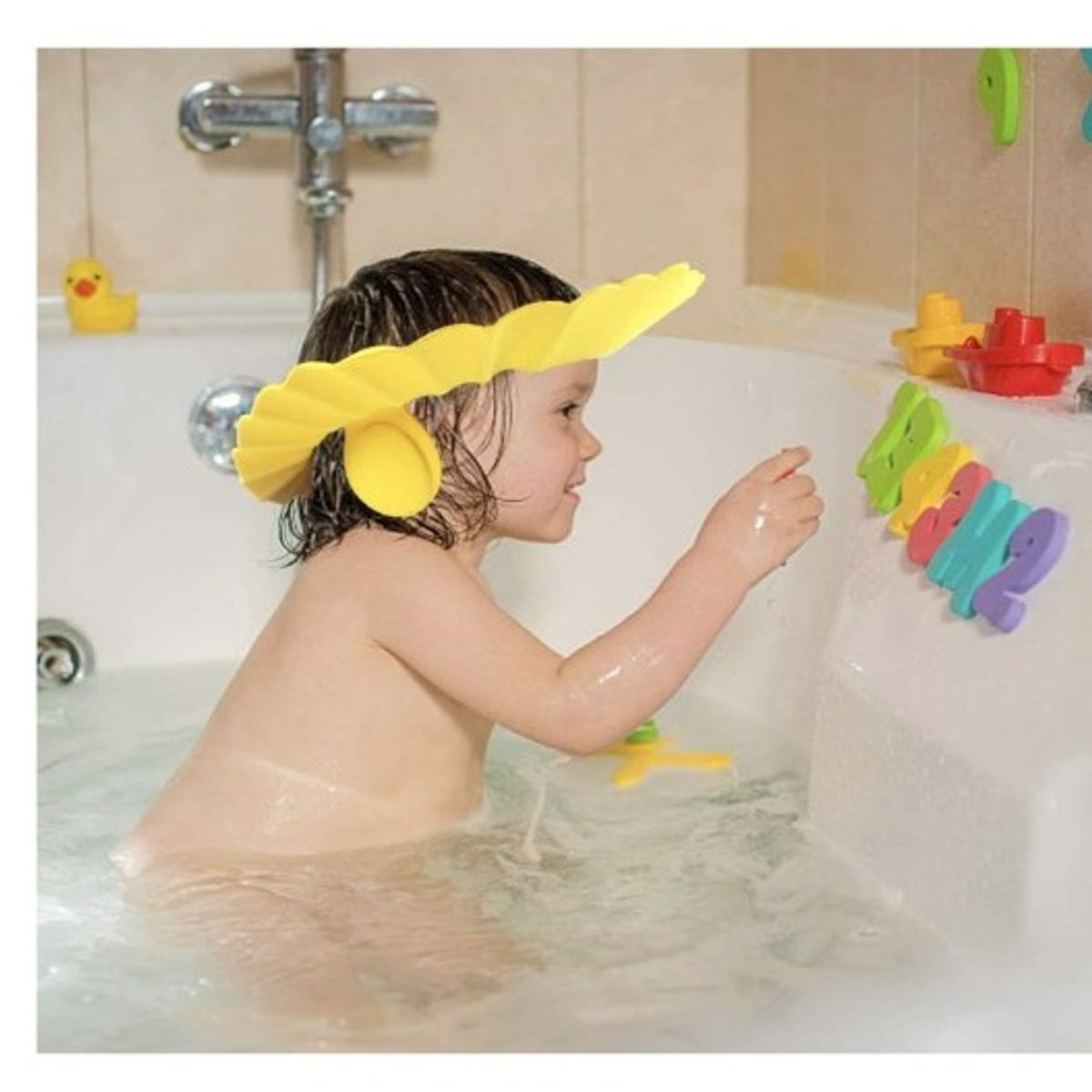 GENERICO - Gorro de baño para bebés Con Protector De Orejas Amarillo