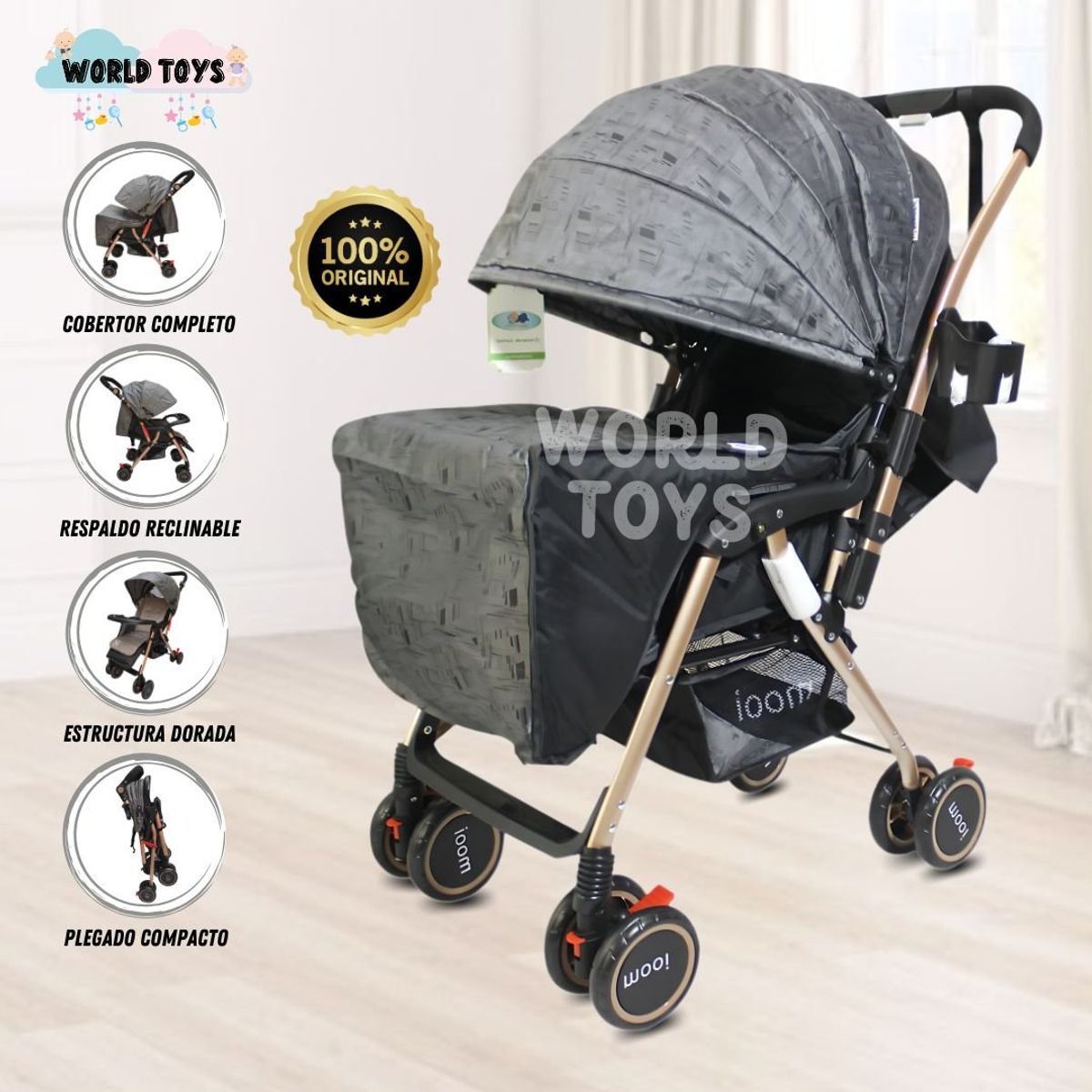 BEAUTIFUL - Coche Cuna de Paseo Beautiful «MOOI» Gray
