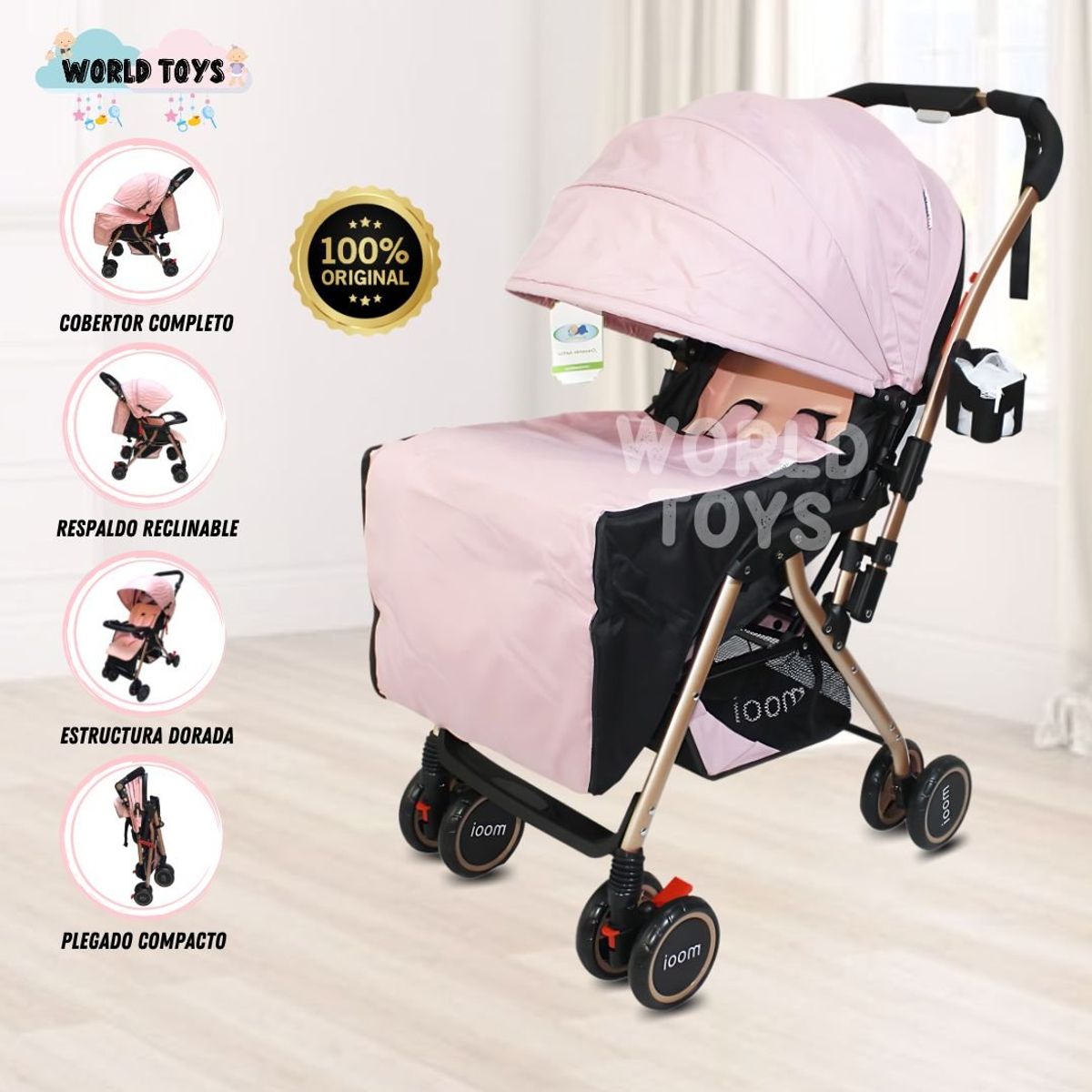 BEAUTIFUL - Coche Cuna de Paseo Beautiful «MOOI» Pink
