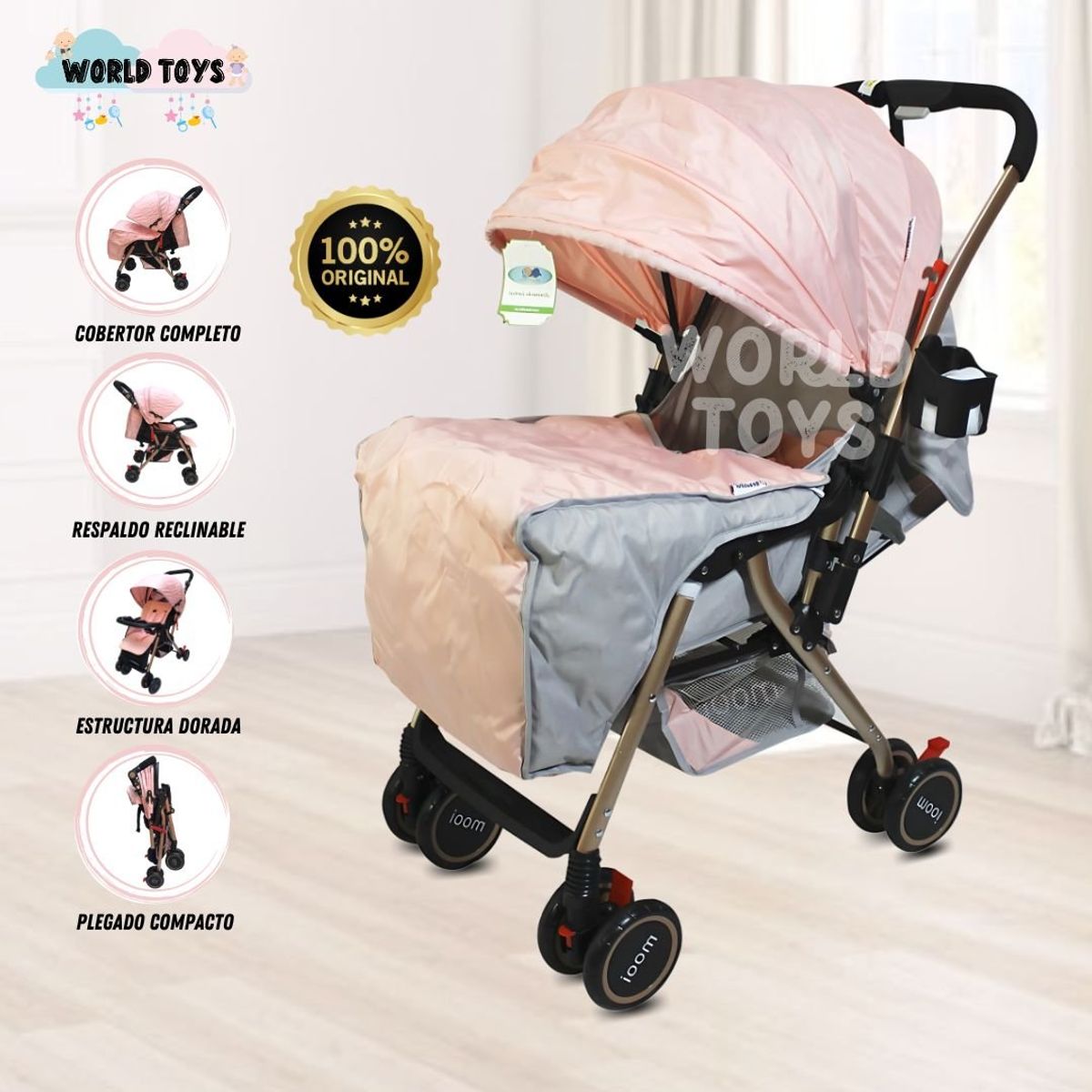 BEAUTIFUL - Coche Cuna de Paseo Beautiful «MOOI» Light Pink