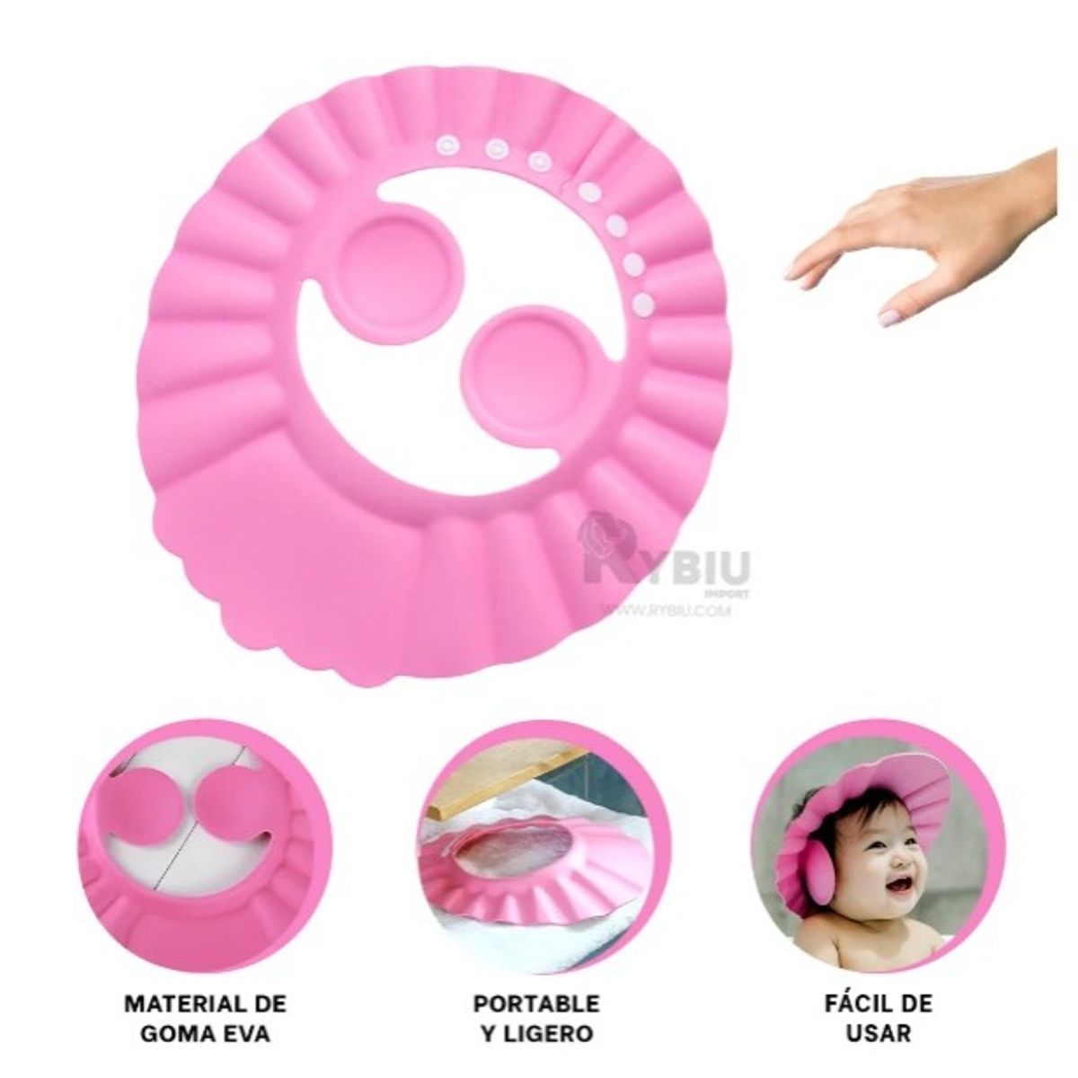 GENERICO - Gorro de baño para bebés Con Protector De Orejas Rosado