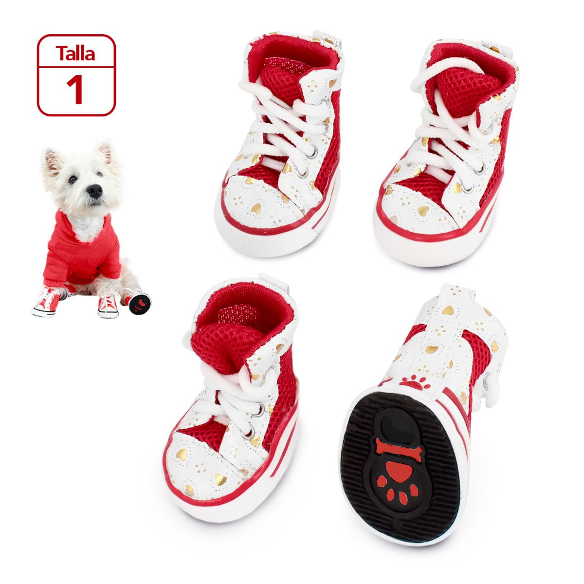 KELLER - Zapatos para Perros Mascotas Antideslizante RJ Talla 1 JJ3