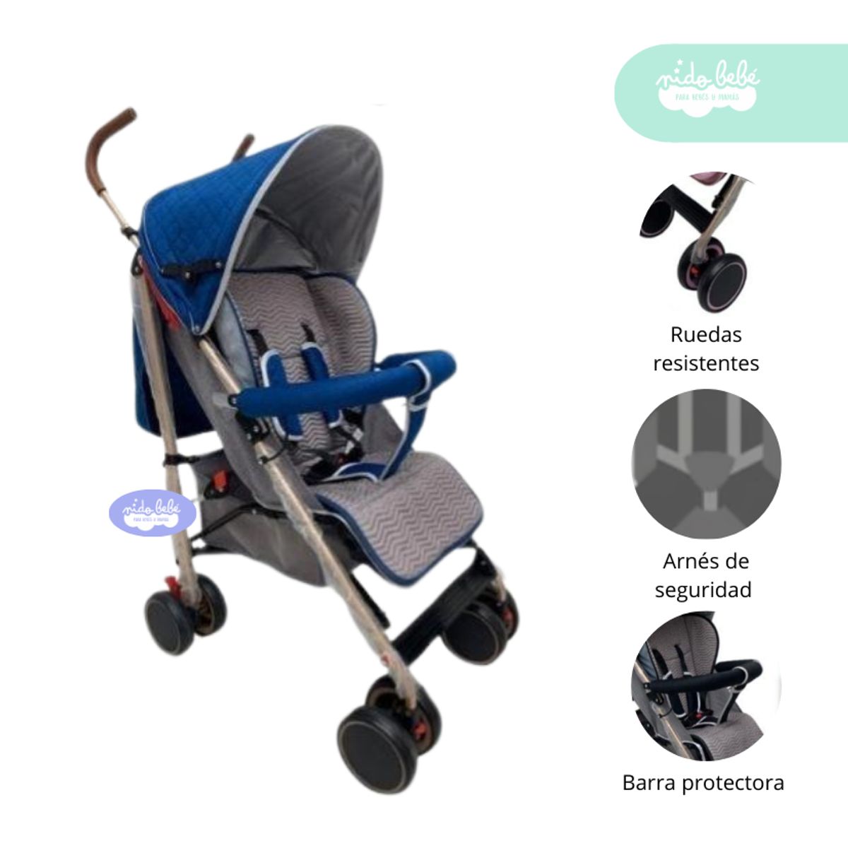 GENERICO - Coche baston de bebe modelo Gen azul