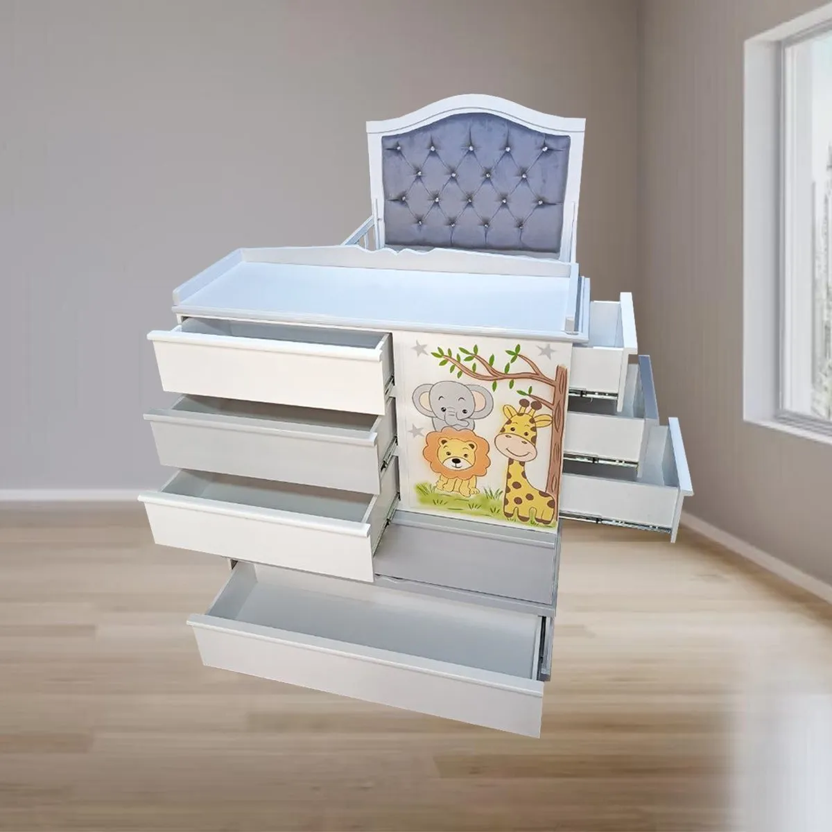 GENERICO - cama cuna plaza y media plomo safari full cajon