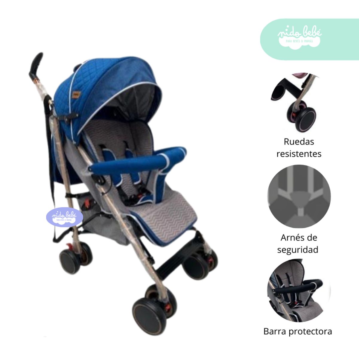 GENERICO - Coche baston de bebe modelo Nora azul