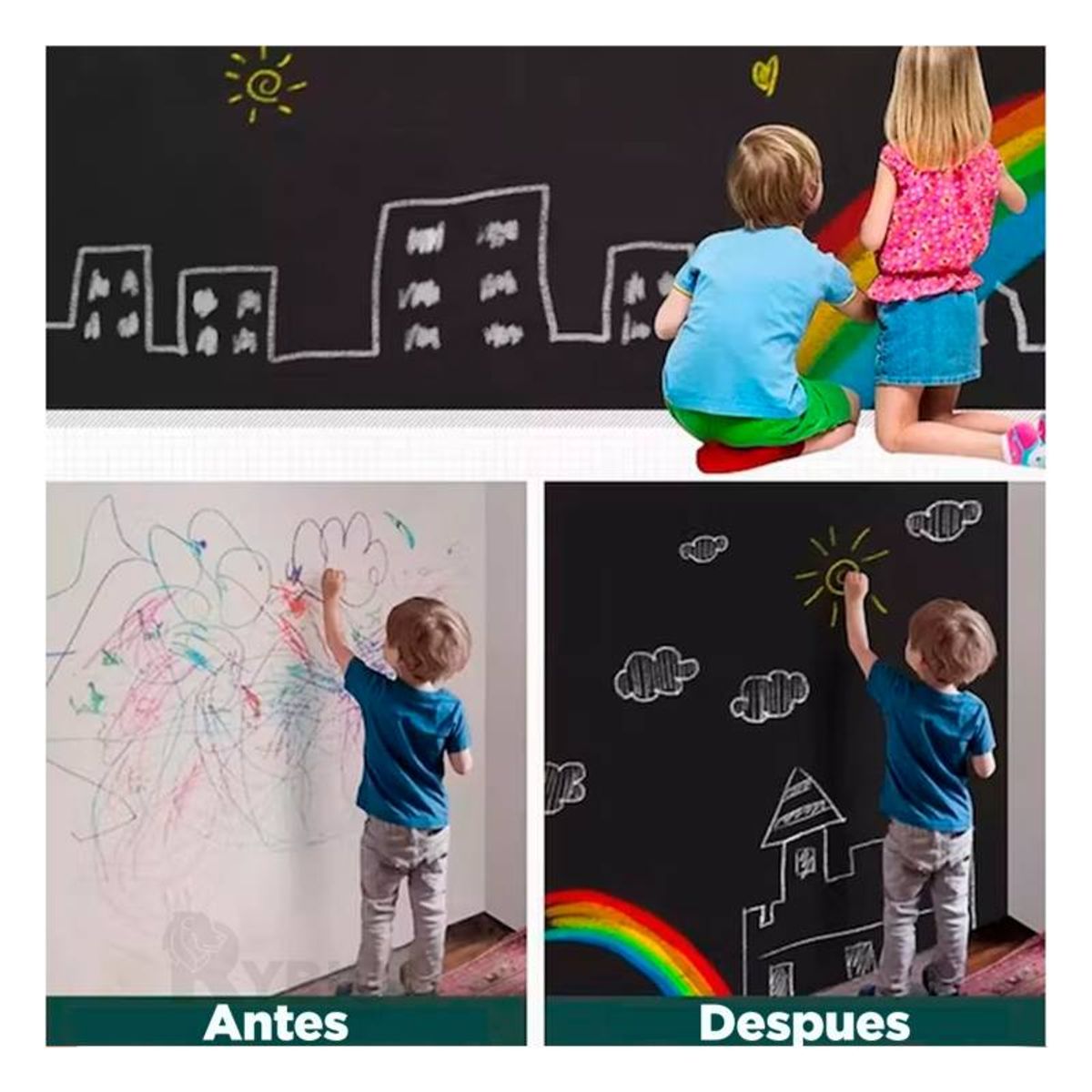 GENERICO - Pizarra Novedosa Pegable de Color Negro