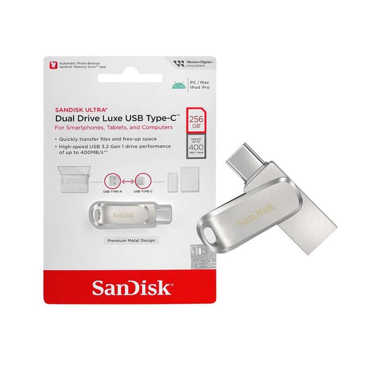 SANDISK - Memoria USB SanDisk Ultra Dual Drive Luxe 256GB 3.2 Gen 1