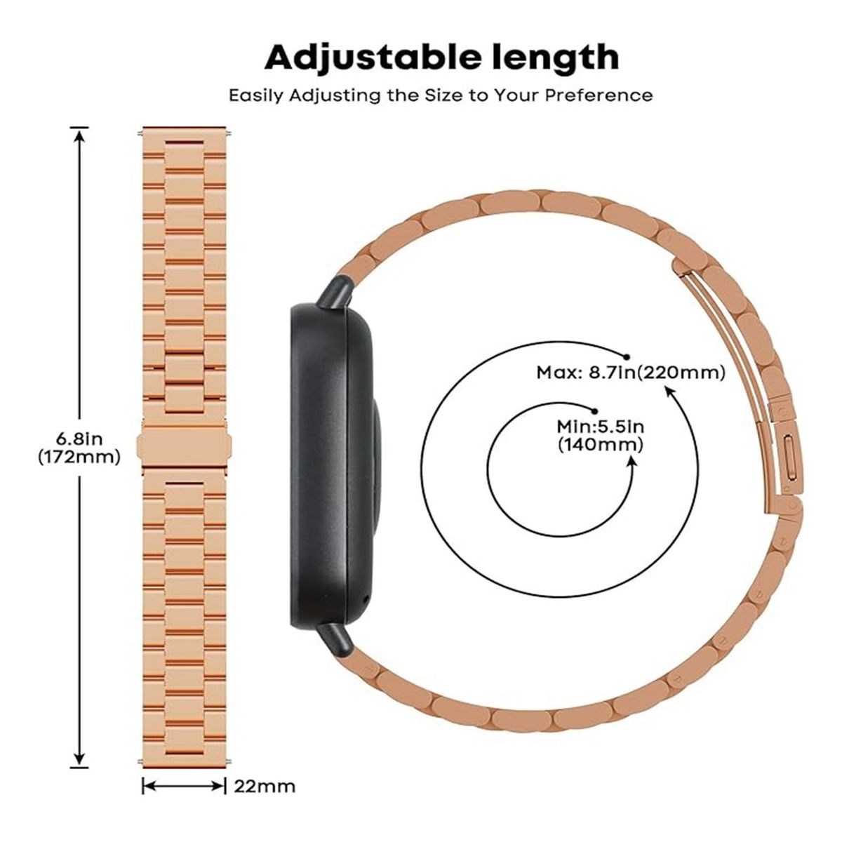 GENERICO - Correa Eslabon Para Redmi Watch 5 Active - Oro Rosa