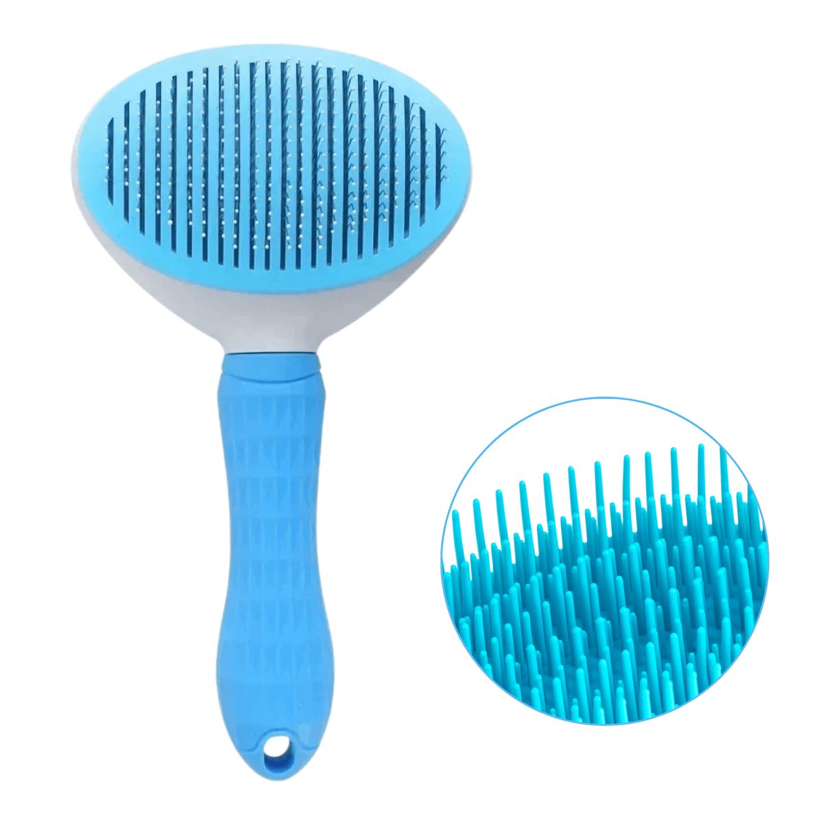 OEM - Cepillo para Mascotas con Botón Removedor - Azul