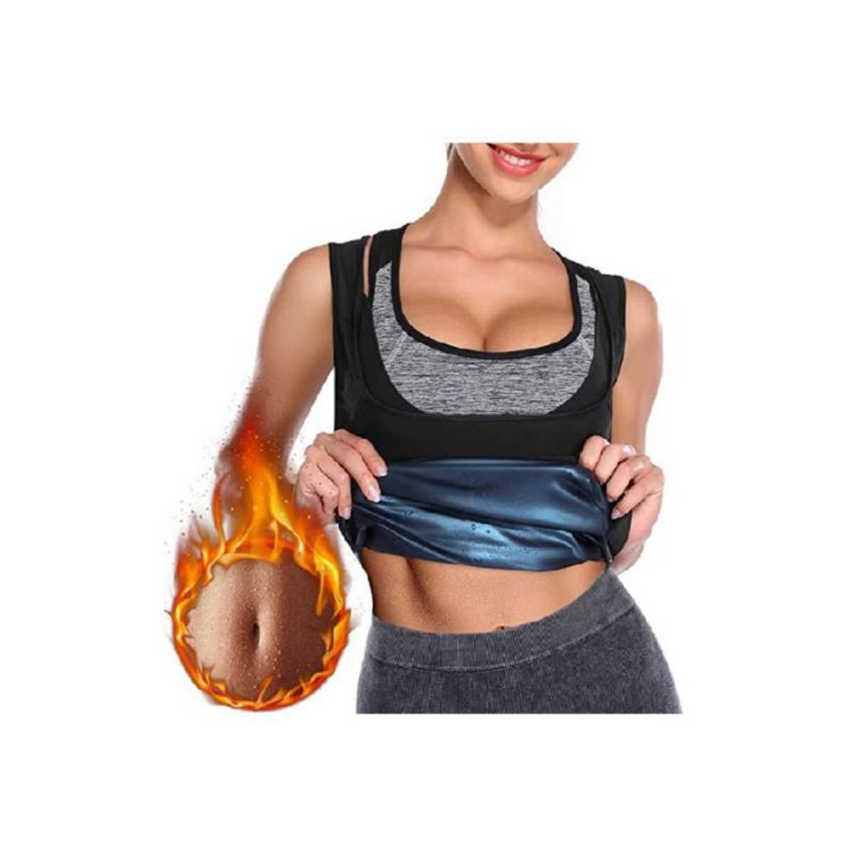 GENERICO - Faja Elastica Negra Quema Calorias Efecto Sauna Talla L