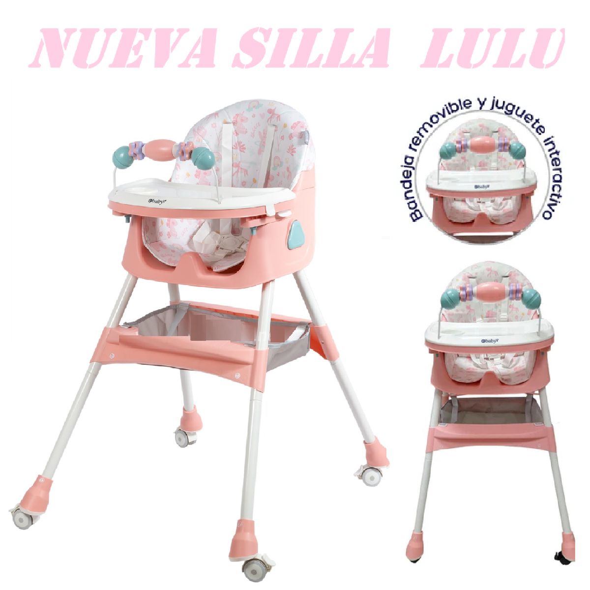 EBABY - Nueva Silla de Comer Plegable Lulu -Rosa