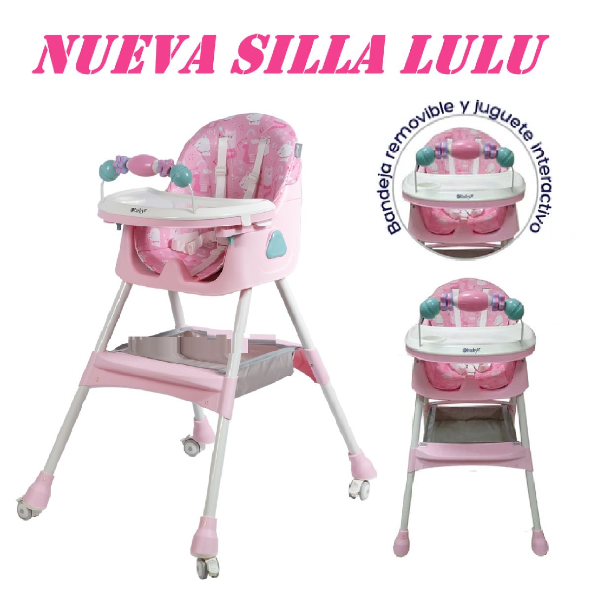 EBABY - Nueva Silla de Comer Plegable Lulu -Rosado