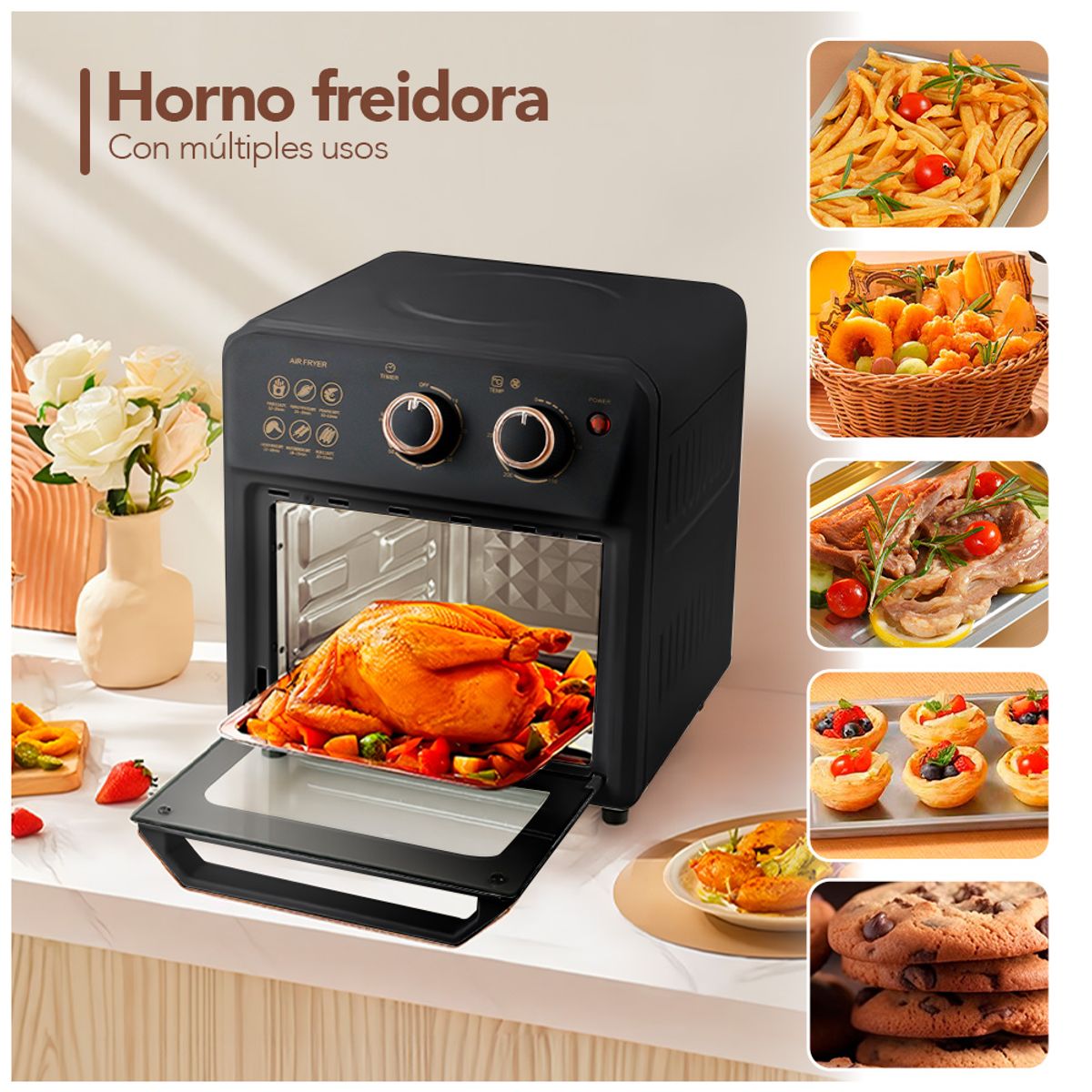 KELLER - Freidora de Aire 12 Litros 2 en 1 Moderno Elegante A7B