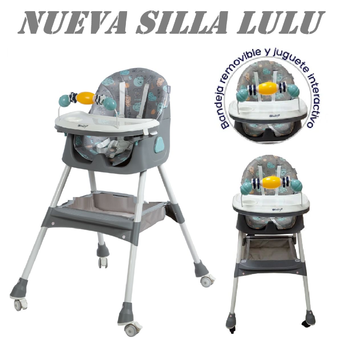 EBABY - Nueva Silla de Comer Plegable Lulu -Gris