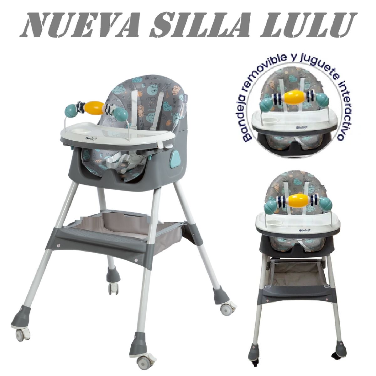 EBABY - Nueva Silla de Comer Plegable Lulu -Gris