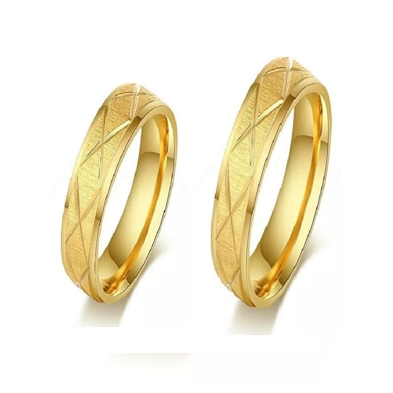 GENIEKA - Anillos de Matrimonio Líneas Cruzadas Bañado18K San Valentín Genieka