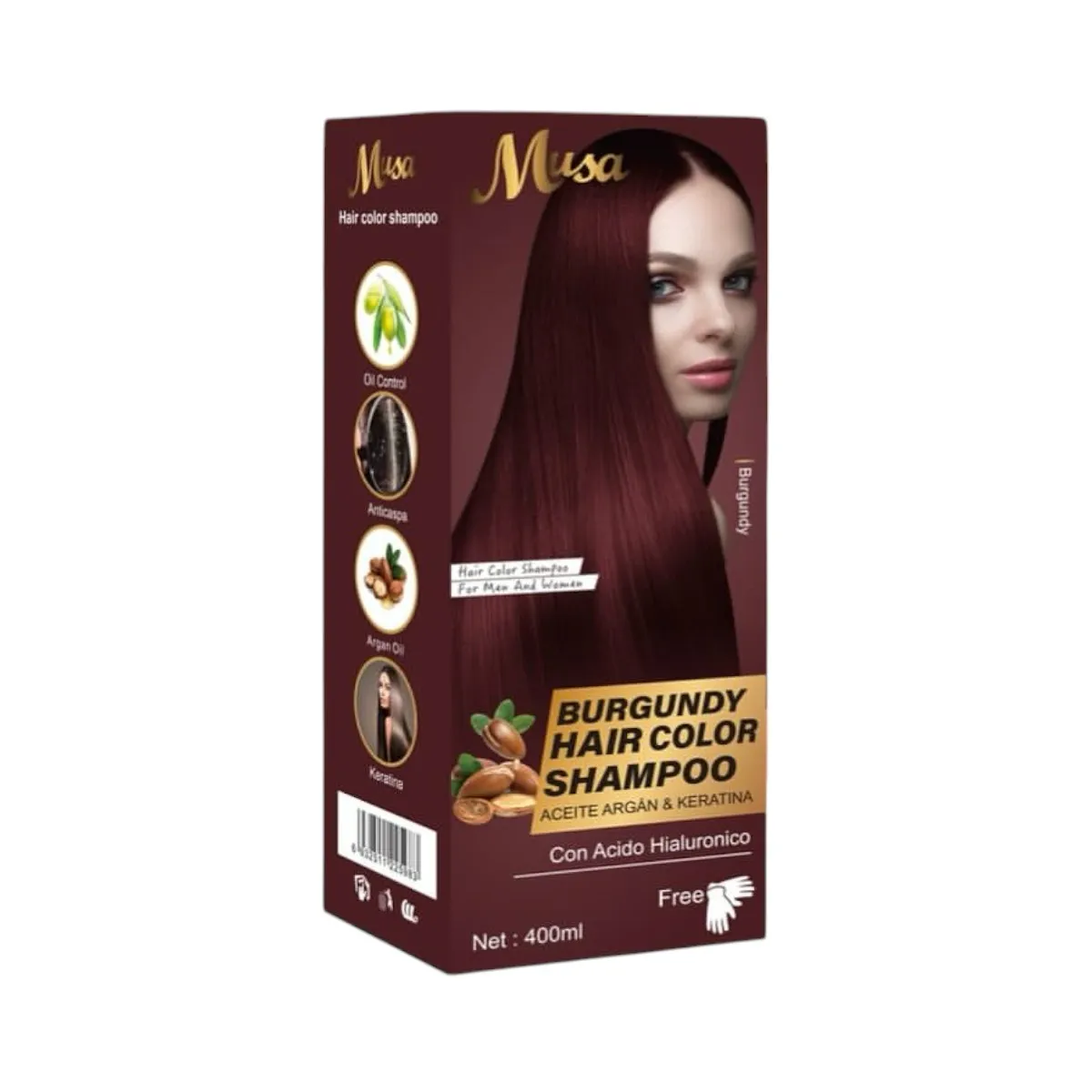 GENERICO - Shampoo Tinte Cabello Borgoña Musa Hair Color 400ml