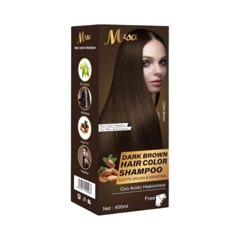 GENERICO - Shampoo Tinte Cabello Marrón Oscuro Musa Hair Color 400ml