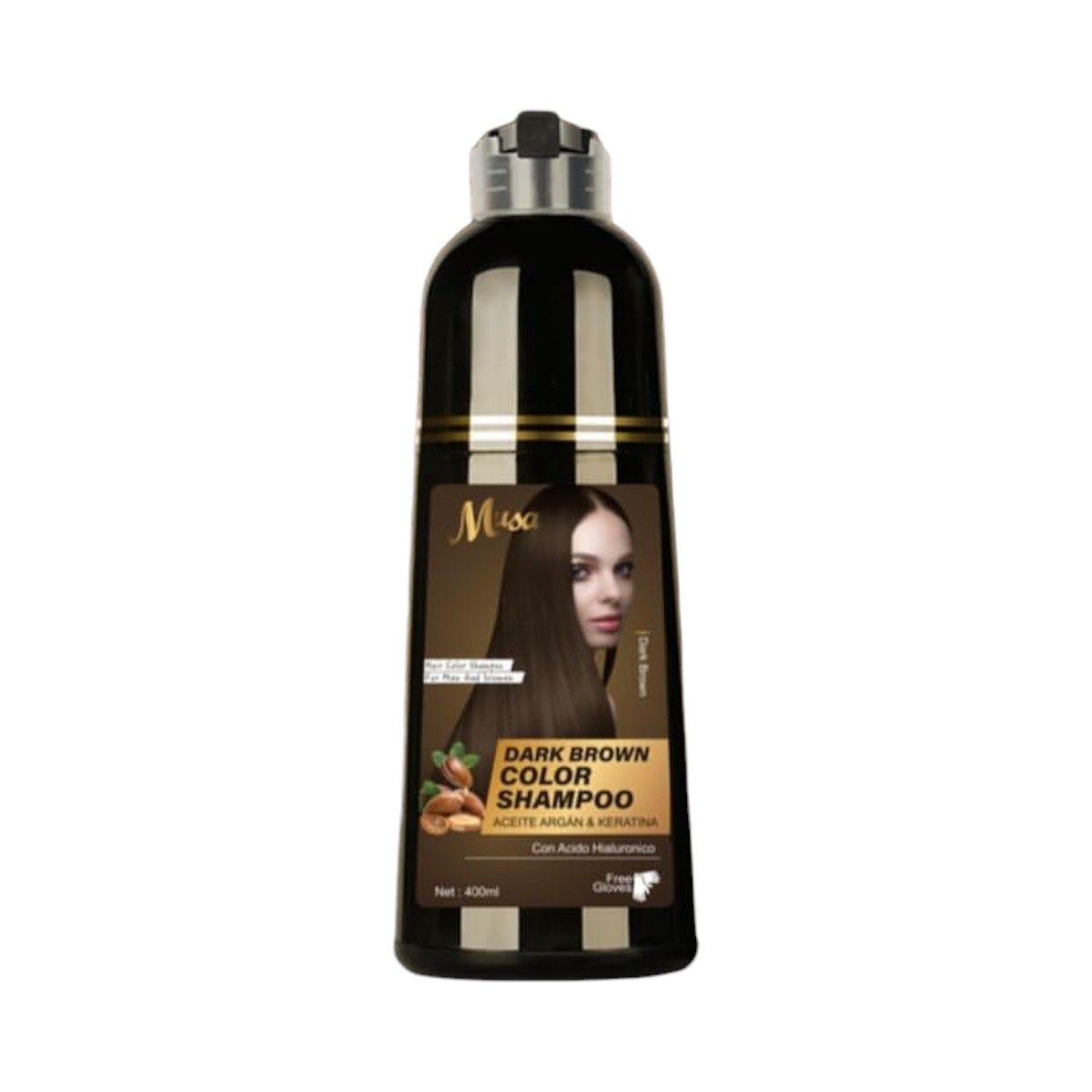GENERICO - Shampoo Tinte Cabello Marrón Oscuro Musa Hair Color 400ml