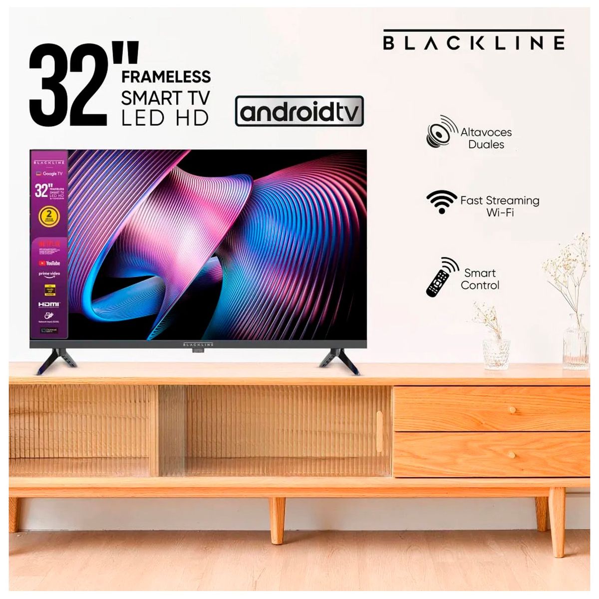 BLACKLINE - Televisor BLACKLINE  32" HD Smart TV ANDROID BL-TV32HEG5F4PE
