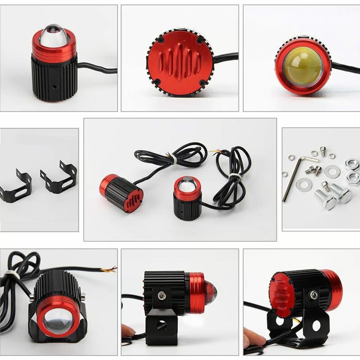 GENERICO - LUCES EXPLORADORAS DUAL PARA MOTO NEBLINEROS ROJO