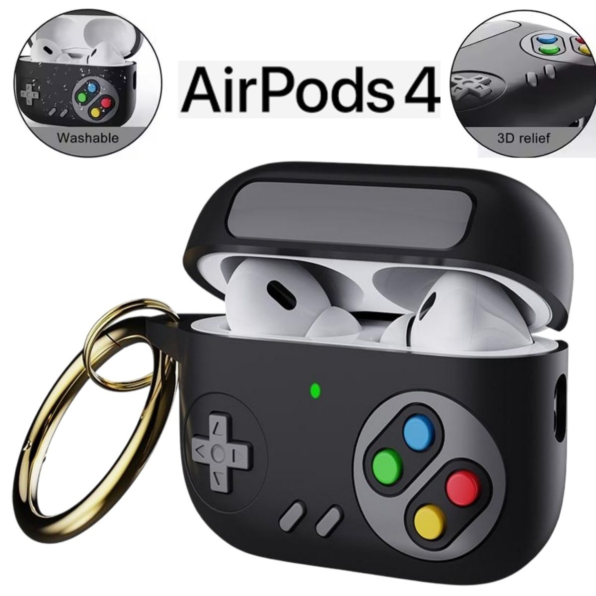 GENERICO - Funda para Audífonos Airpods 4 Protector de Silicona - NEGRO