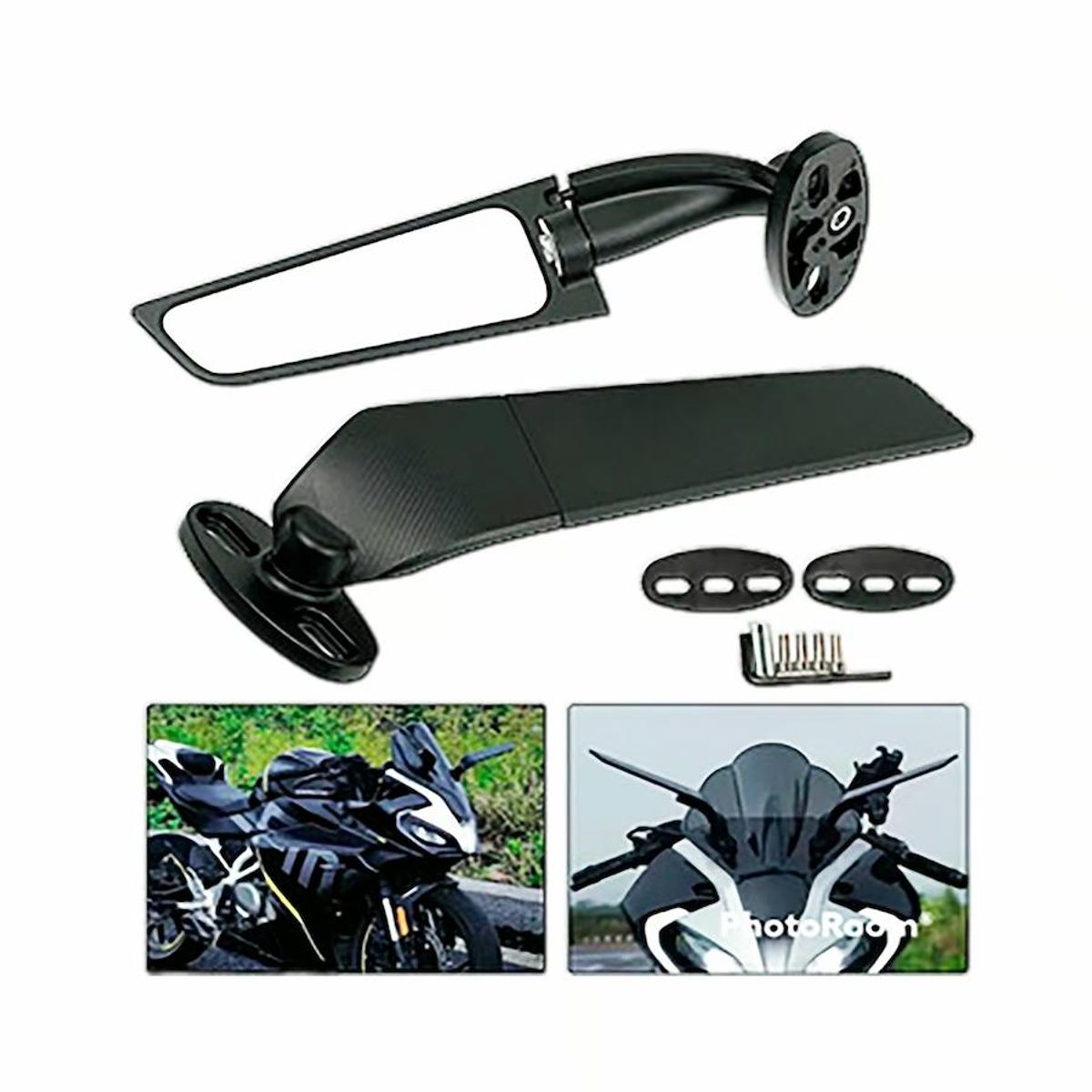 GENERICO - ESPEJO TIPO ALERON PARA MOTO DEPORTIVAS SIN LUCES