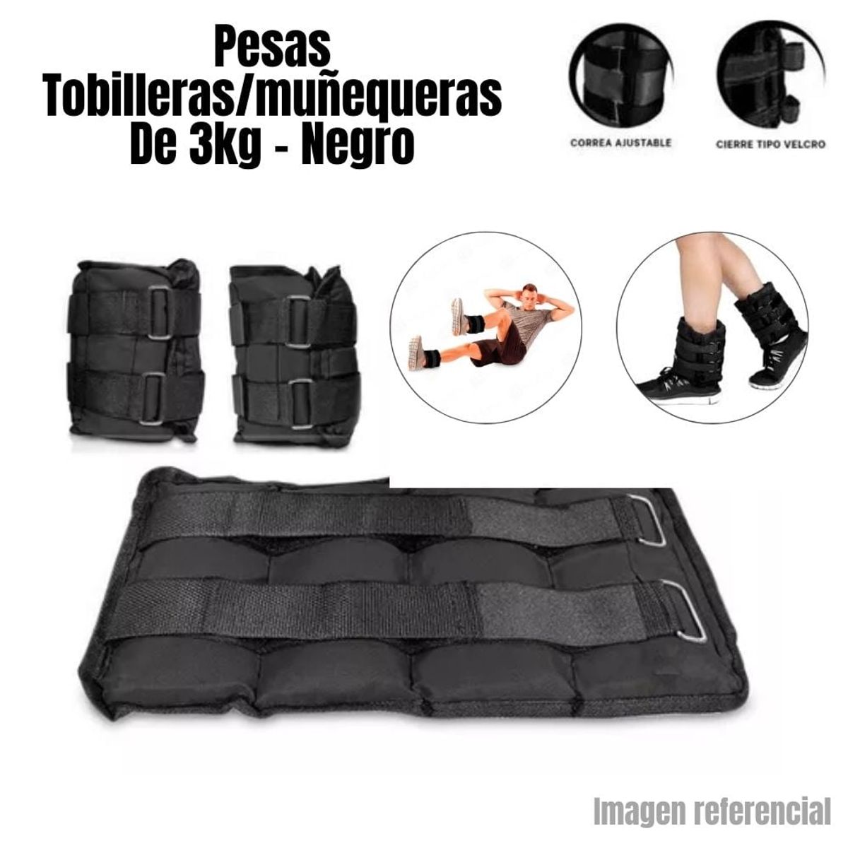 GENERICO - Pesas Tobilleras Peso de 3 Kg Pack 2 Unidades