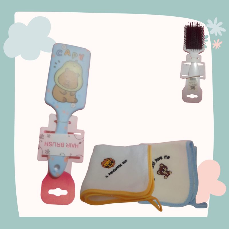 GENERICO - peine capibara celeste mas 2 toalla de mano