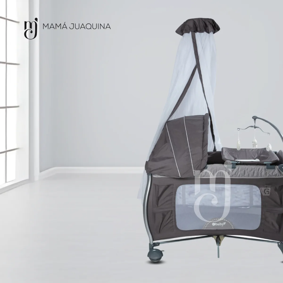EBABY - Cuna Corral de Lujo «NAPPY» Gray