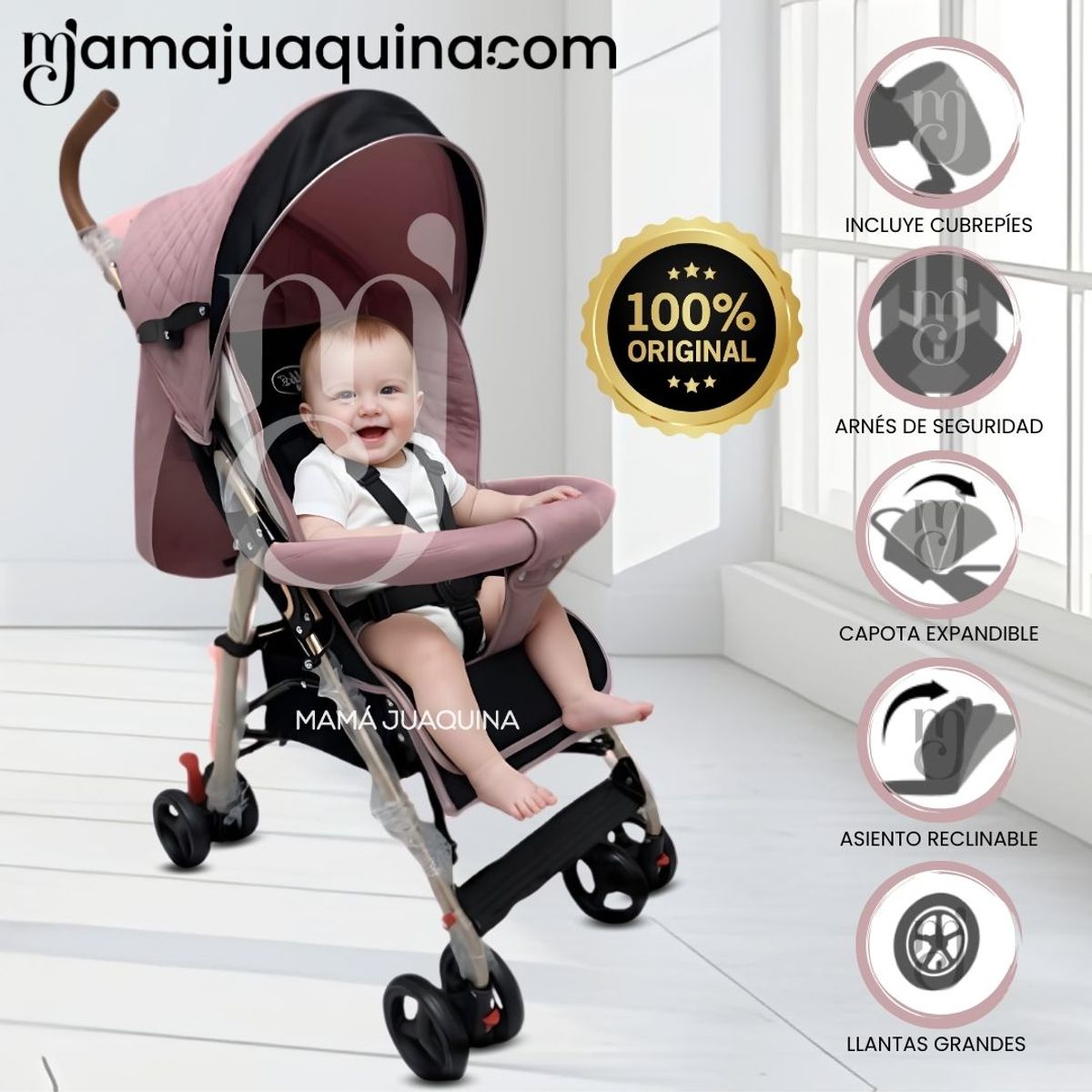 BABY - Coche Bastón de Lujo «PARIS SPORT» Pink