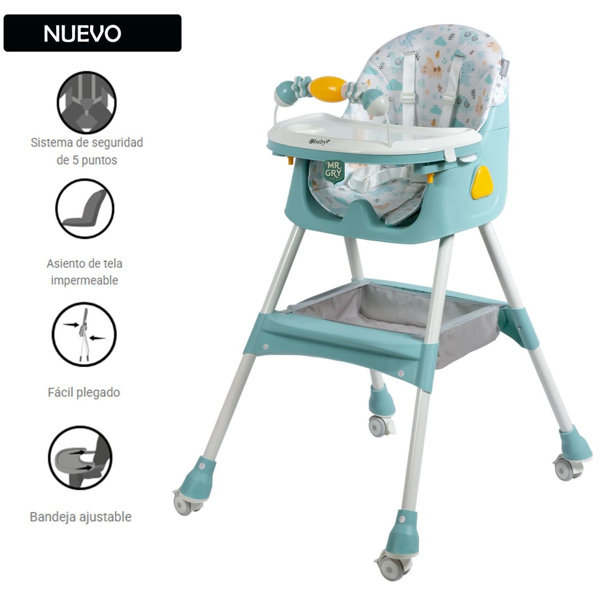 EBABY - Nueva Silla de Comer Ebaby Plegable LULU 631-1 Verde