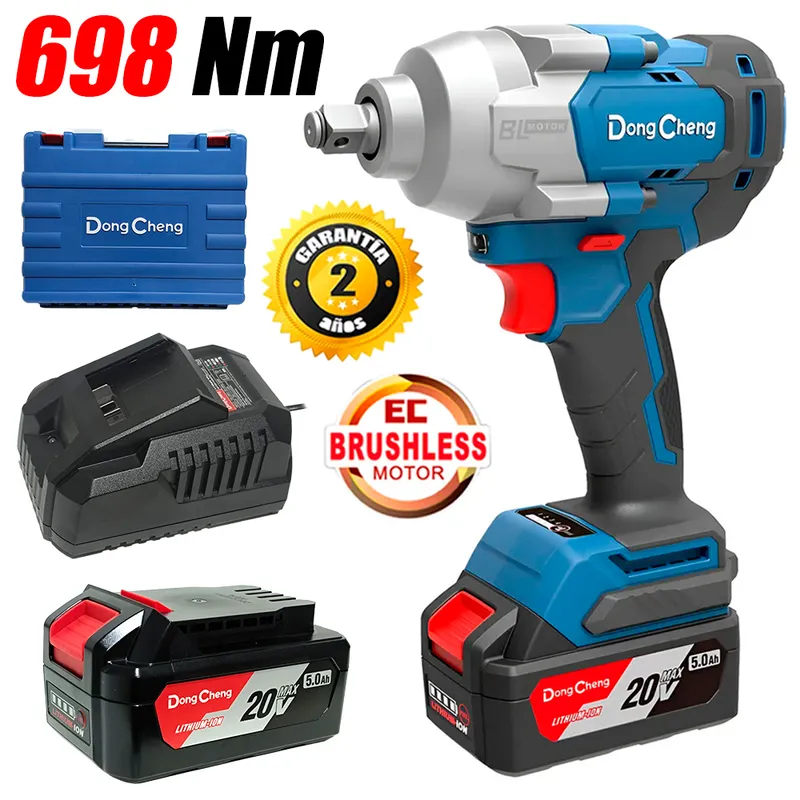DONGCHENG - Llave de Impacto Inalambrica Industrial ½ DCPB698FK 20V 698Nm 2Bat x 5Ah Brushless
