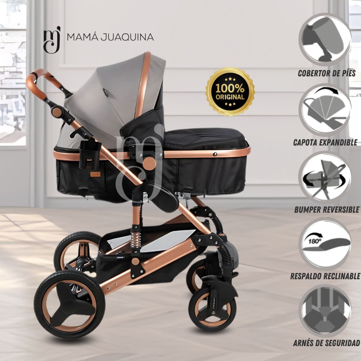 KIDS - Coche Moisés de Lujo «SAGITA» Edición Limitada Gray