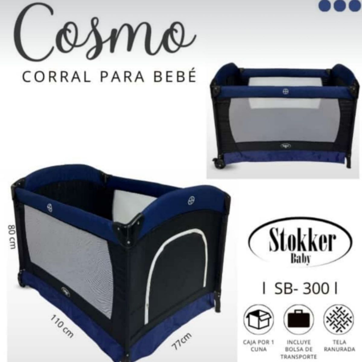 STOKKER BABY - Cuna Corral COSMO STOKKER BABY AZUL