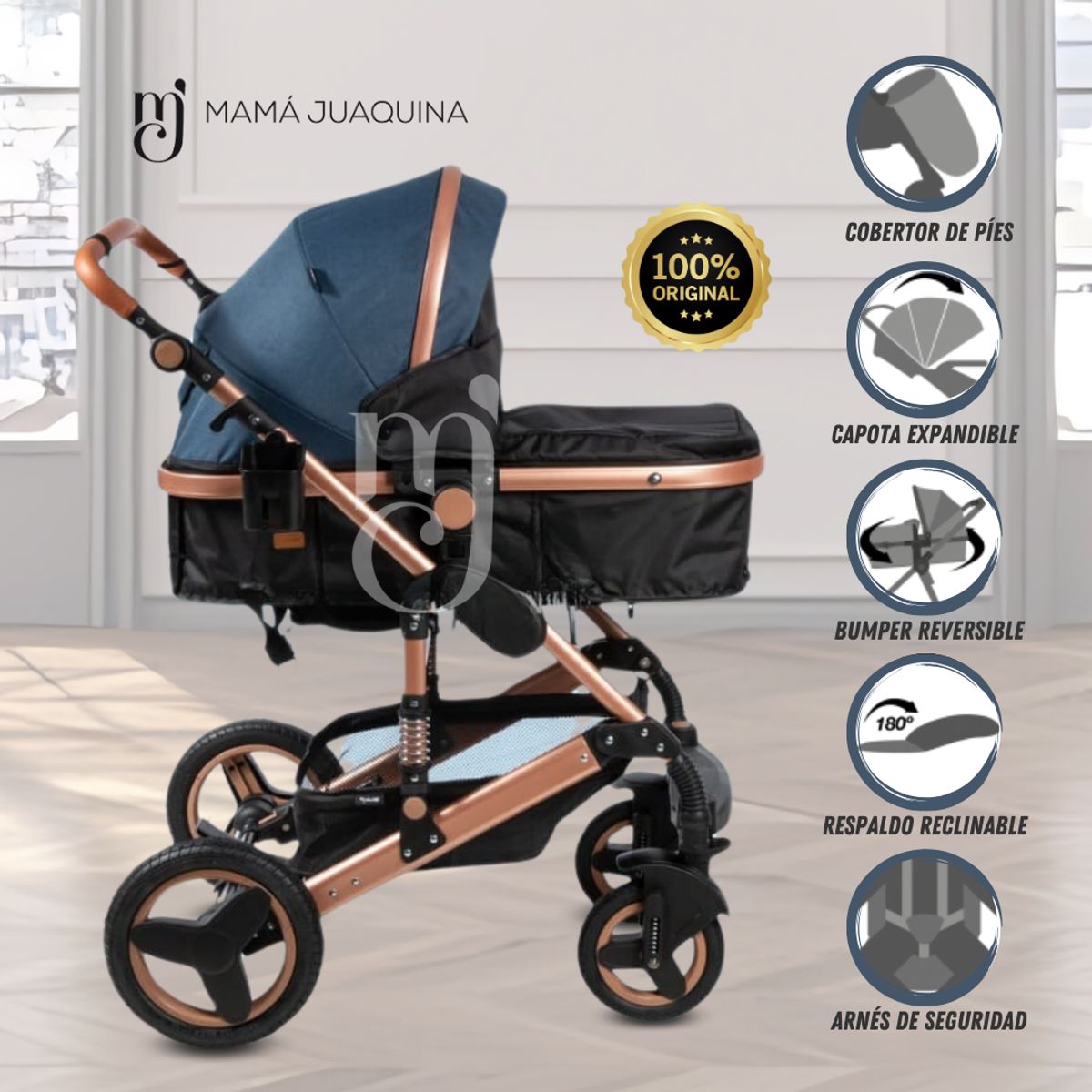 KIDS - Coche Moisés de Lujo «SAGITA» Edición Limitada Blue