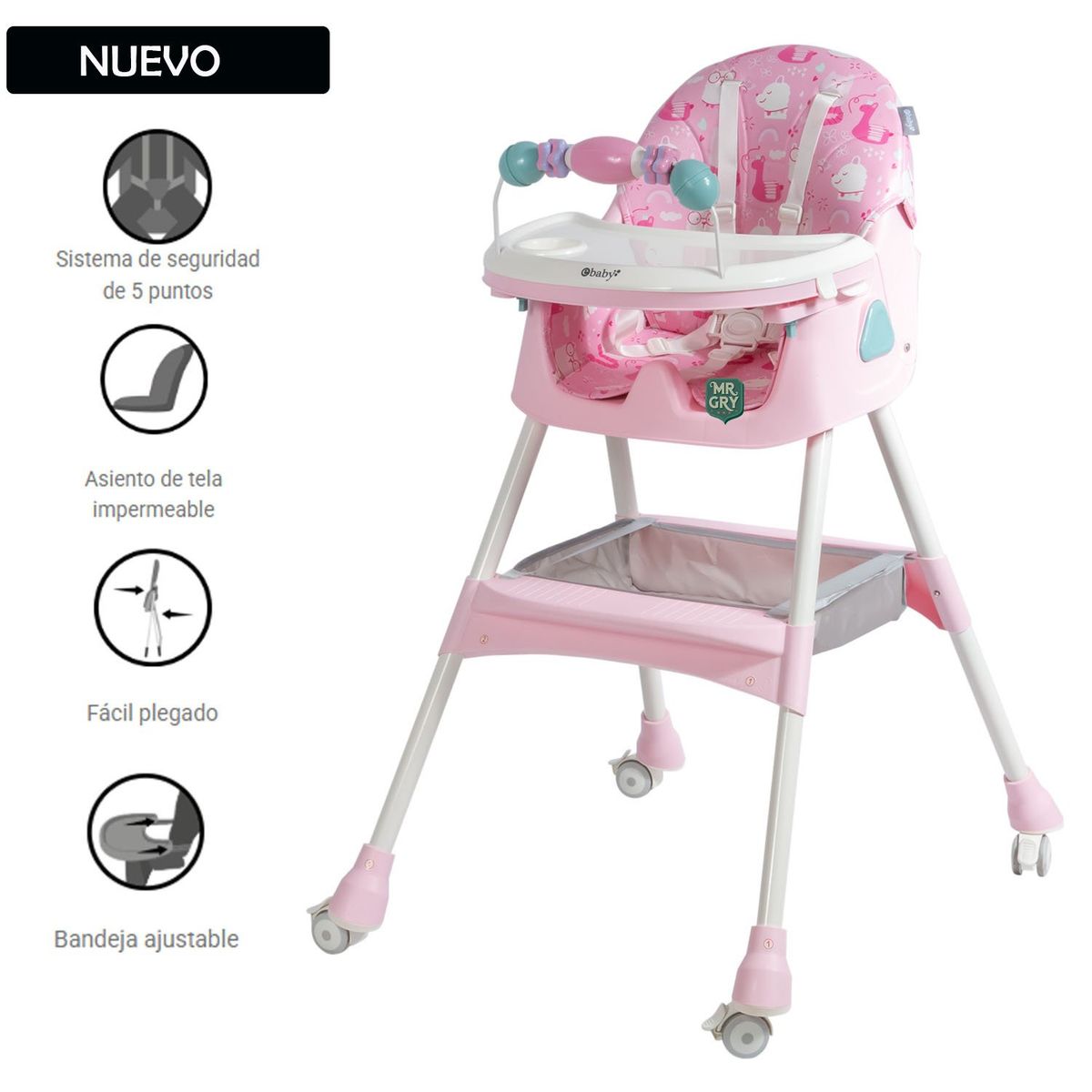 EBABY - Nueva Silla de Comer Ebaby Plegable LULU 631-1 Fucsia