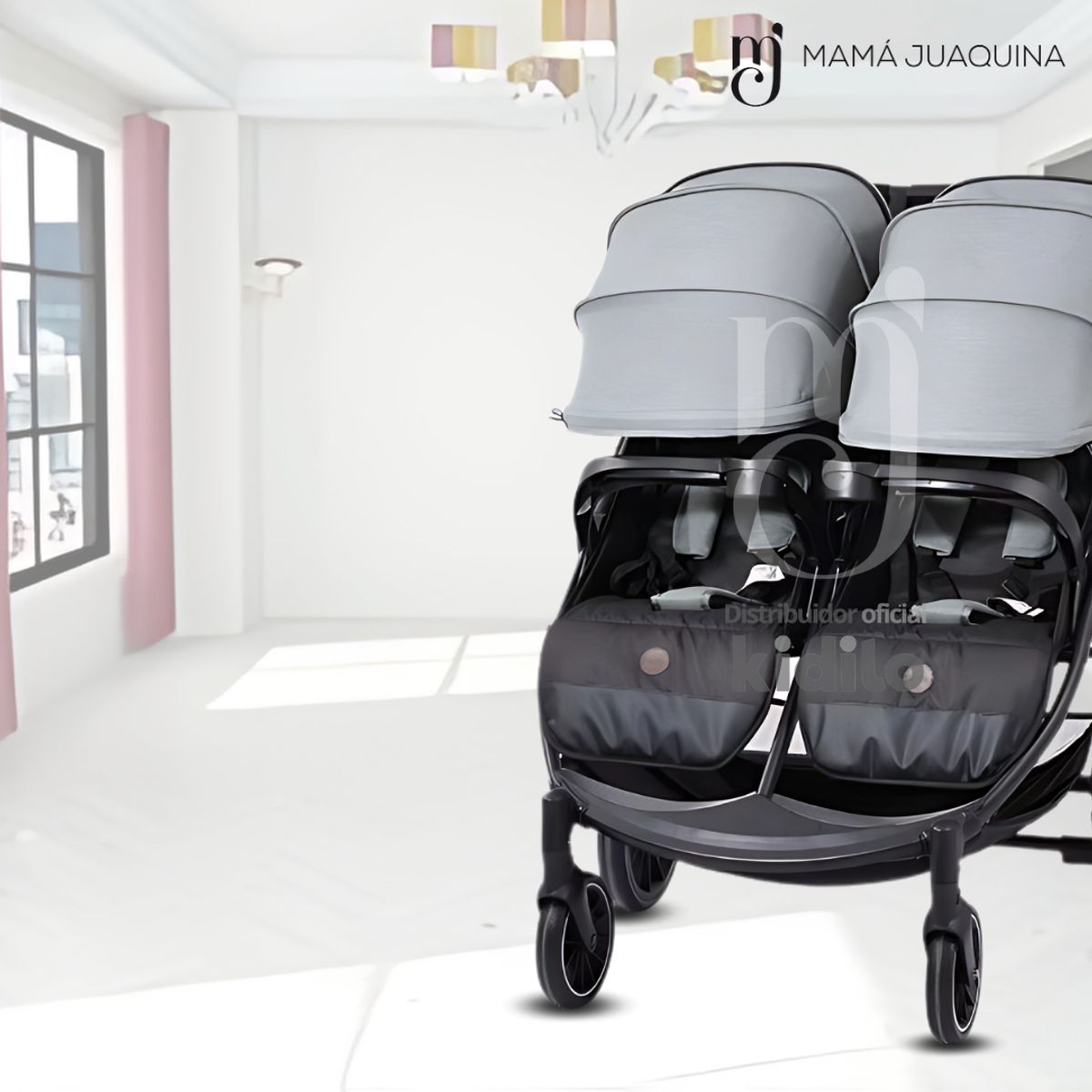 KIDS - Coche Mellicero Kidilo«TWIN STROLLER» Gray
