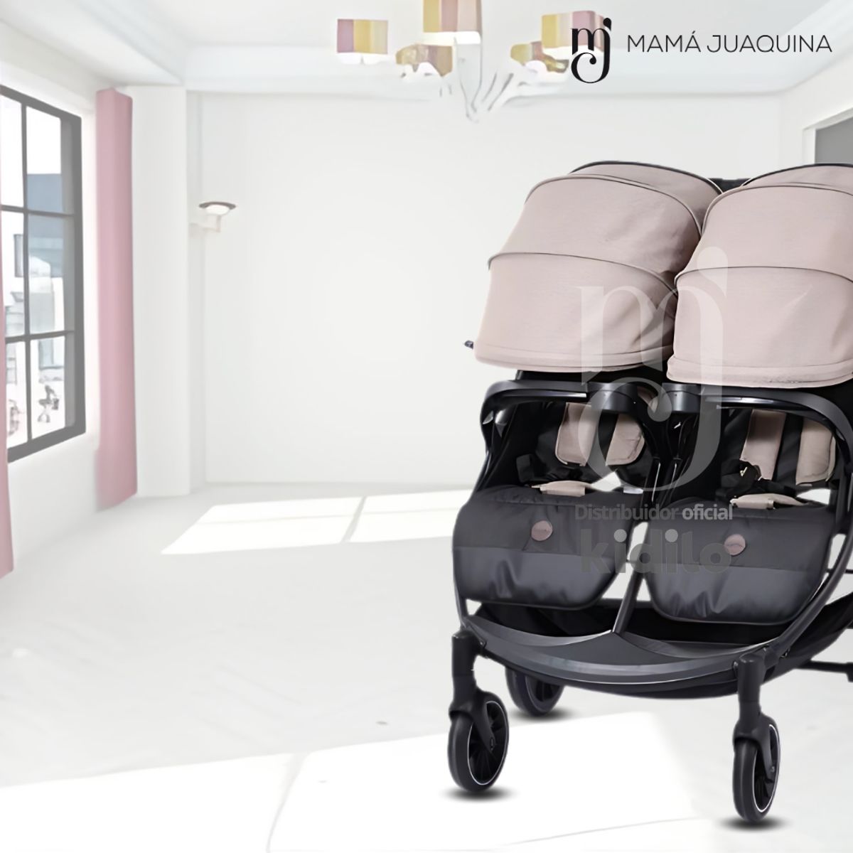 KIDS - Coche Mellicero Kidilo«TWIN STROLLER» Beige
