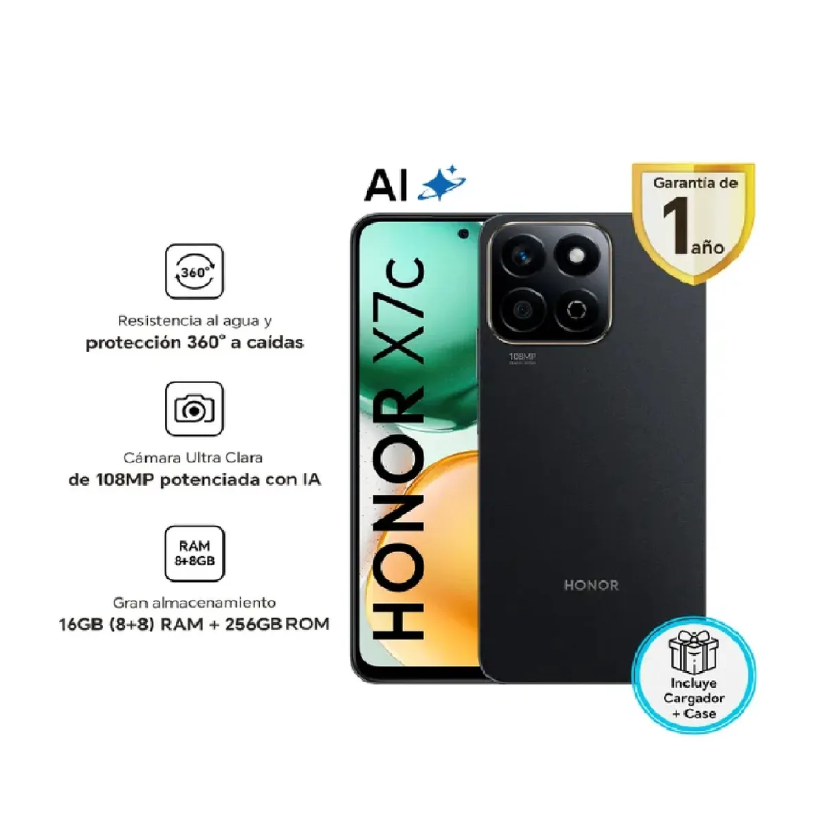 HONOR - HONOR X7C NEGRO 8RAM 256GB - REGISTRADO