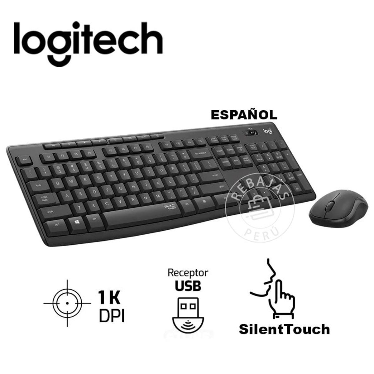 LOGITECH - Combo Teclado Mouse Logitech MK295 Inalámbricos Tecnología SilentTouch