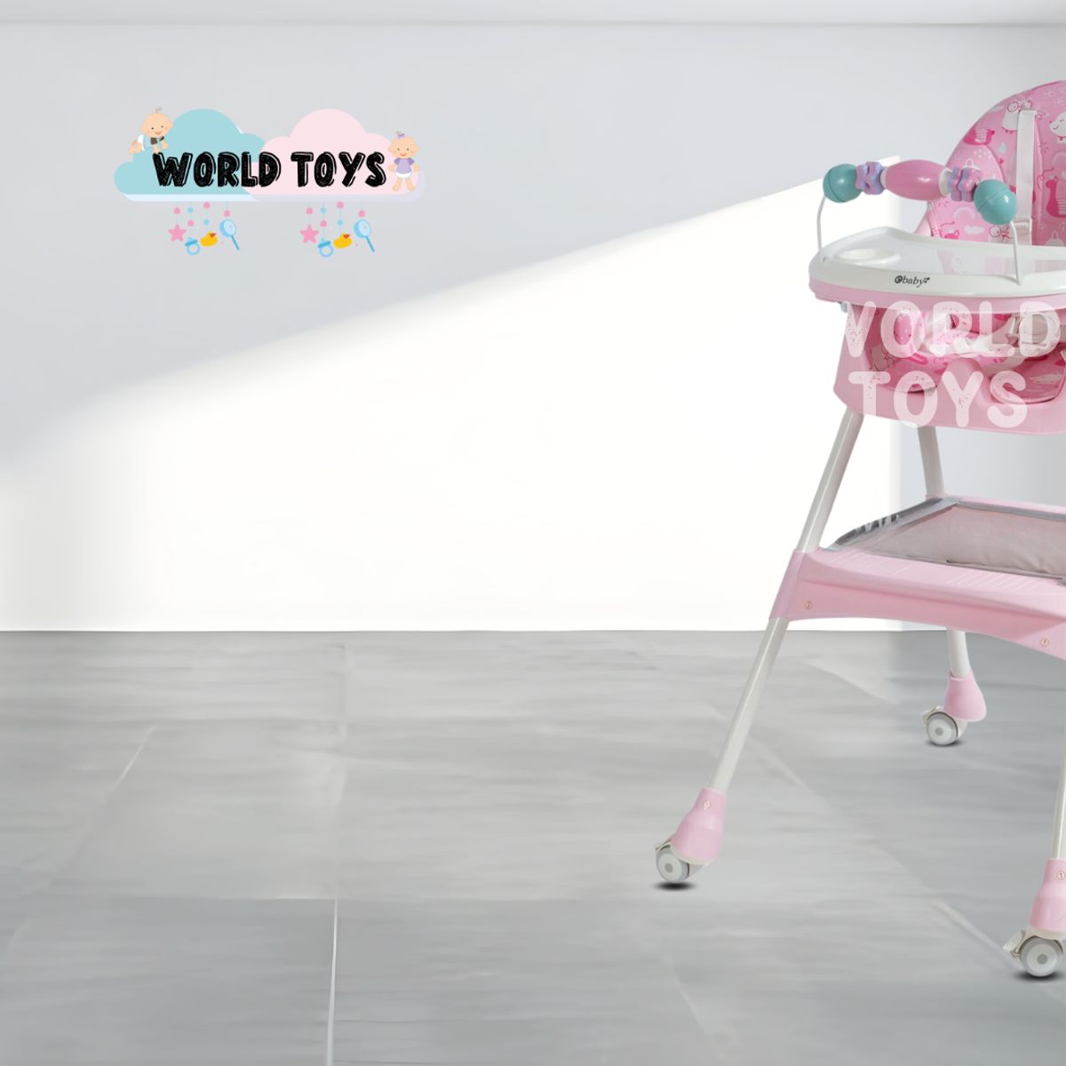 EBABY - Silla de Comer con Mecedora «DALÍ» con juguete Pink