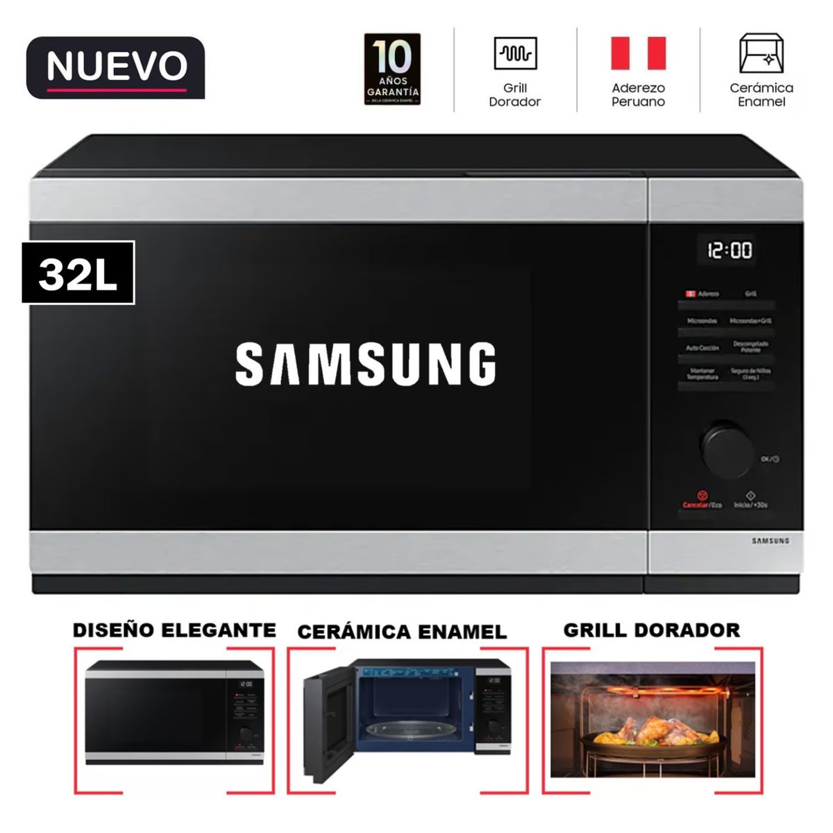 SAMSUNG - Horno Microondas Samsung 32 LT C/Dorador MG32DG4524ATPE