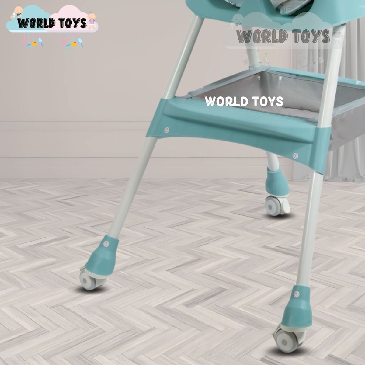 BABY - Silla de Comer  «LULU » con juguete Sky Blue